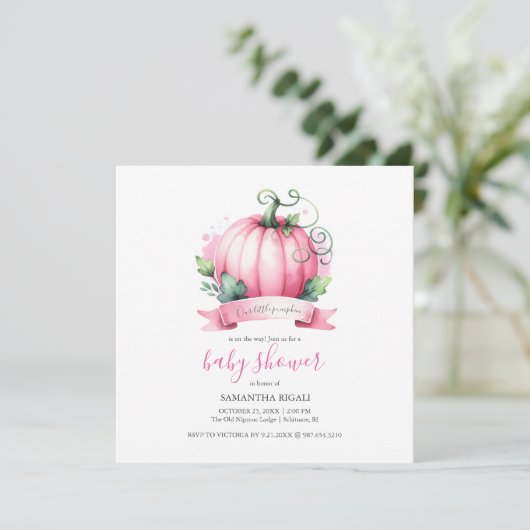 秋ベビーシャワー招待状リトルカンプキンガール 招待状 (スタンド正面)