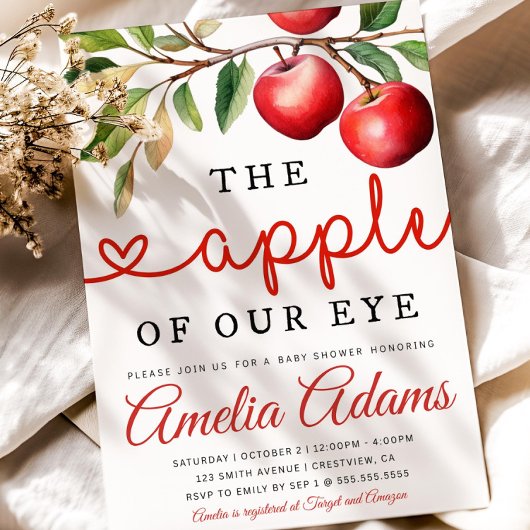 秋ベビーシャワー招待状、アップルオブザウアイズベビー 招待状