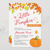 秋ベビーシャワー招待状、リトルカボチャ秋 招待状 (正面/裏面)