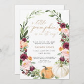 秋ベビーシャワー招待状、小さなカボチャInv 招待状 (正面/裏面)