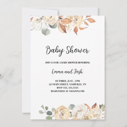 秋ベビーシャワー招待状 招待状 (正面)