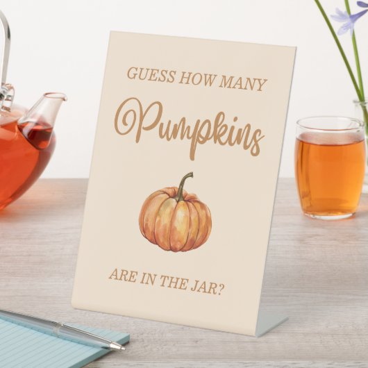 秋ベビーシャワー推測かぼちゃの数 台座サイン (インサイチュ)