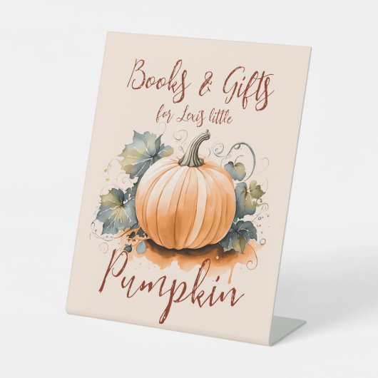 秋ベビーシャワー水の色かぼちゃギフトテーブル 台座サイン (正面)