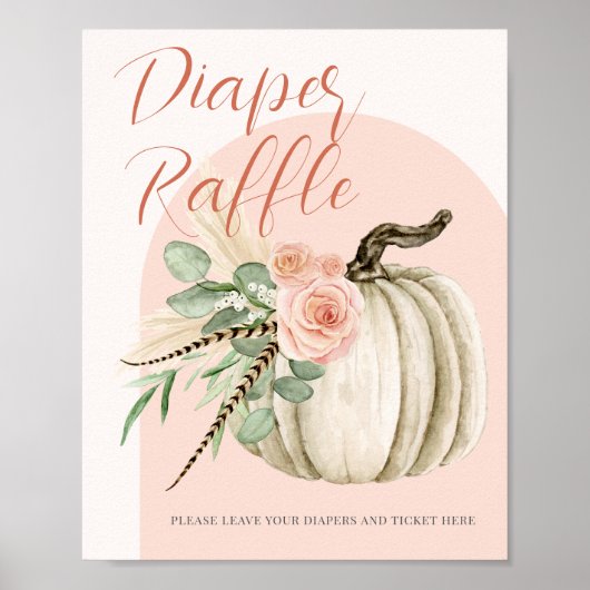 秋ベビーシャワー水彩かぼちゃおむつラッフル ポスター (正面)