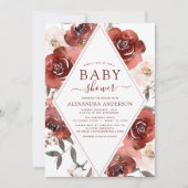 秋ベビーシャワー燃えたオレンジ色のフローラ 招待状 (正面)