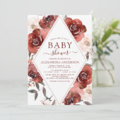 秋ベビーシャワー燃えたオレンジ色のフローラ 招待状 (スタンド正面)