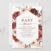 秋ベビーシャワー燃えたオレンジ色のフローラ 招待状 (正面)