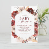 秋ベビーシャワー燃えたオレンジ色のフローラ 招待状 (スタンド正面)