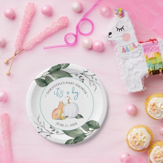 秋ベビーシャワー紙プレートウッドランズウォーター色 ペーパープレート (パーティー)