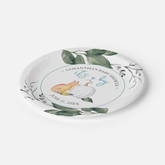 秋ベビーシャワー紙プレートウッドランズウォーター色 ペーパープレート (アングル)