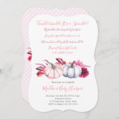 秋ベビーパンプキンス付き女の子のための振葉りかける 招待状 (正面/裏面)