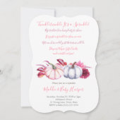 秋ベビーパンプキンス付き女の子のための振葉りかける 招待状 (正面)