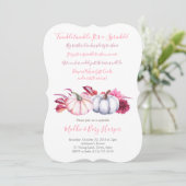 秋ベビーパンプキンス付き女の子のための振葉りかける 招待状 (スタンド正面)