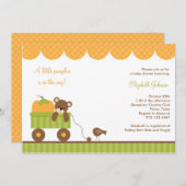 秋ベビーベアインワゴン招待状 招待状 (正面/裏面)