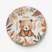 秋ベビーベア1年誕生日1月1日 ペーパープレート (正面)