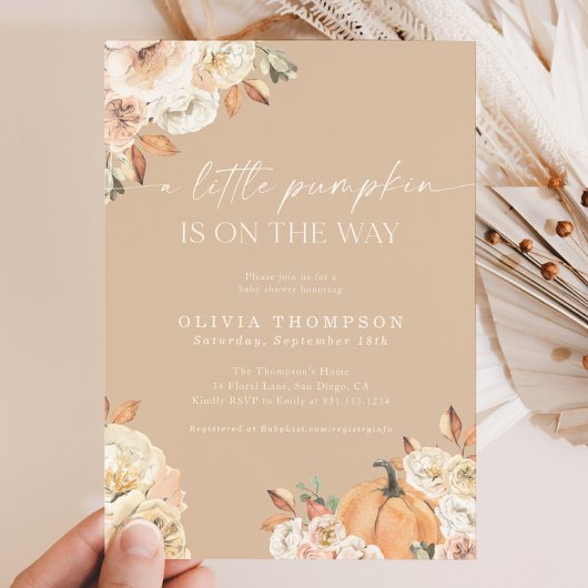 秋ベビーベビーシャワー | Boho A Little Pumpkin 招待状