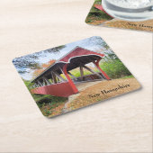 秋ベルモントカバーブリッジNH スクエアペーパーコースター (アングル)