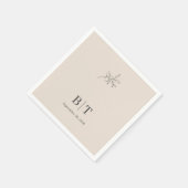 秋ベージュシンプルイニシャル植物学 スタンダードカクテルナプキン (角)