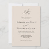 秋ベージュシンプルエレガントな結婚式 招待状 (正面)