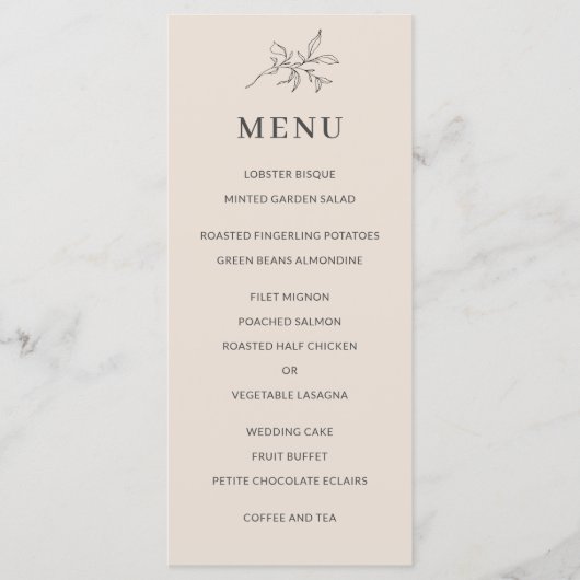 秋ベージュシンプル植物学エレガントメニュー プログラム (正面)