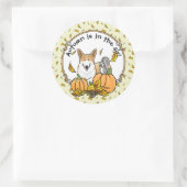 秋ペンブロークウェルシュコーギー（赤1）カボチャかわいい ラウンドシール (バッグ)