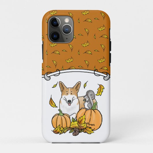 秋ペンブロークウェルシュコーギー(赤1)カボチャかわいい Case-Mate iPhoneケース (裏面)