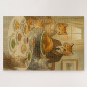 秋ホリデーキャットファミリーサンクスギビング ジグソーパズル (横)