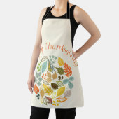 秋ホリデーハッピーサンクスギビングカラフル葉 エプロン (インサイチュ)