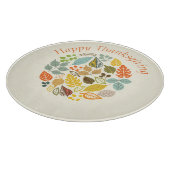 秋ホリデーハッピーサンクスギビングカラフル葉 カッティングボード (角)