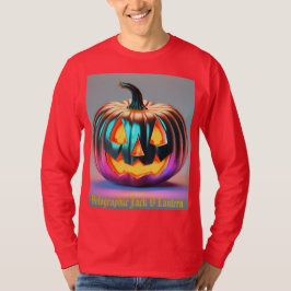 秋ホログラフィックハロウィーンのカボチャのちょうちんTシャツ Tシャツ