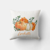 秋ホワイトとオレンジのカボチャフローラホームデコール クッション (裏面)
