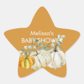 秋ホワイトオレンジカボチャの緑のカップケーキトッパー 星シール (正面)