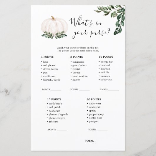 秋ホワイトカボチャあなたの財布のゲームの中に何がある (正面)