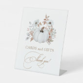 秋ホワイトカボチャのカードとギフト 台座サイン (正面)