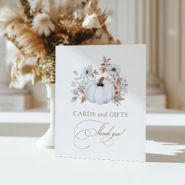 秋ホワイトカボチャのカードとギフト 台座サイン