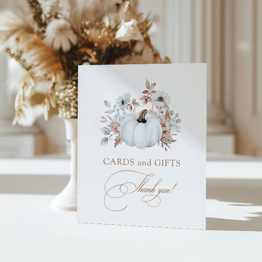 秋ホワイトカボチャのカードとギフト 台座サイン
