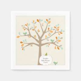 秋ホワイトカボチャの赤ちゃんシャワーと名前の日付 スタンダードカクテルナプキン