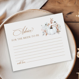 秋ホワイトカボチャブライダルシャワーアドバイスカード