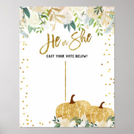 秋ホワイトカボチャ投票板ポスター ポスター