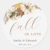 秋ホワイトカボチャ秋インラヴ結婚ズ ラウンドシール (正面)