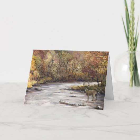 秋ホワイトテール鹿感謝祭グリーティングカード シーズンカード (正面)