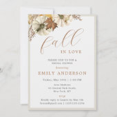 秋ホワイトパンプキンス秋インラブブライダルシャワー 招待状 (正面)