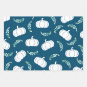 秋ホワイトパンプキンズ&グリーンローレル ラッピングペーパーシート (正面3)