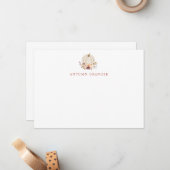 秋ホワイトパンプキンテラコラ&パープルフラワーズ ノートカード (正面/裏面インサイチュ)