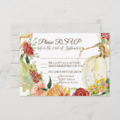 秋ホワイトパンプキンフローラブルグンディ結婚リースズ 出欠カード (正面/裏面)