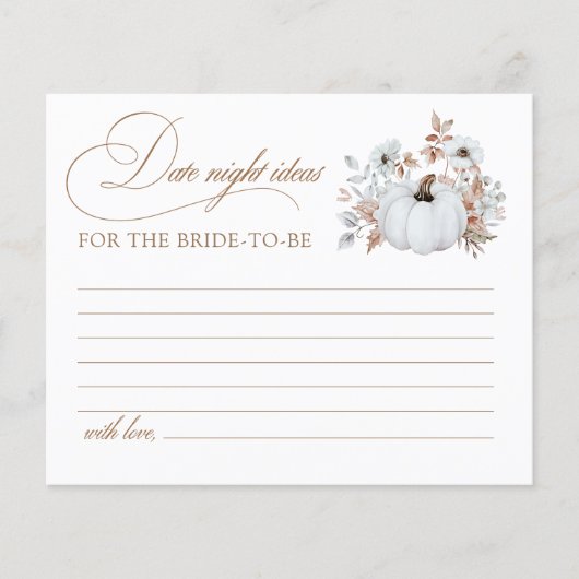 秋ホワイトパンプキンブライダルシャワーデイトナイトアイディア (正面)