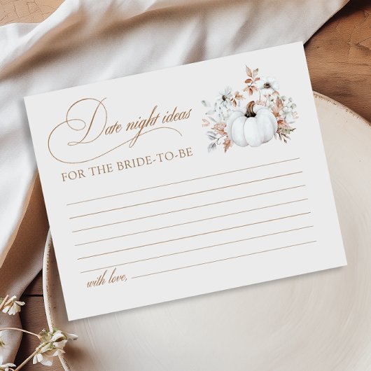 秋ホワイトパンプキンブライダルシャワーデイトナイトアイディア