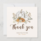 秋ホワイトパンプキンブライダルシャワー サンキューカード (正面)