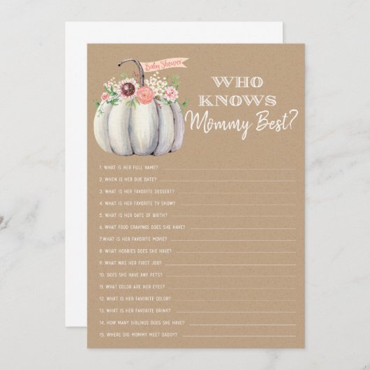 秋ホワイトパンプキンベビー誰がママのゲームを知っ最高のている メニュー (正面/裏面)