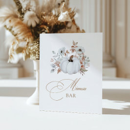 秋ホワイトパンプキンミモザバー 台座サイン